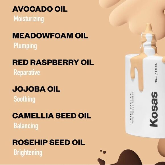 Kosas Tinted Face Oil in shade #9.5 deep with neutral undertones MSRP $42 new - Picture 3 of 6